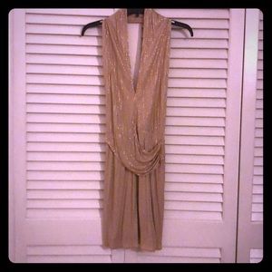 Bebe- Gold Open Back Mini Dress